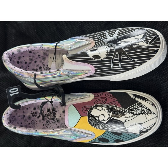 New Nightmare Before Christmas Jack And Sally Slip On Shoes Size 10 NWT - Picture 2 of 9